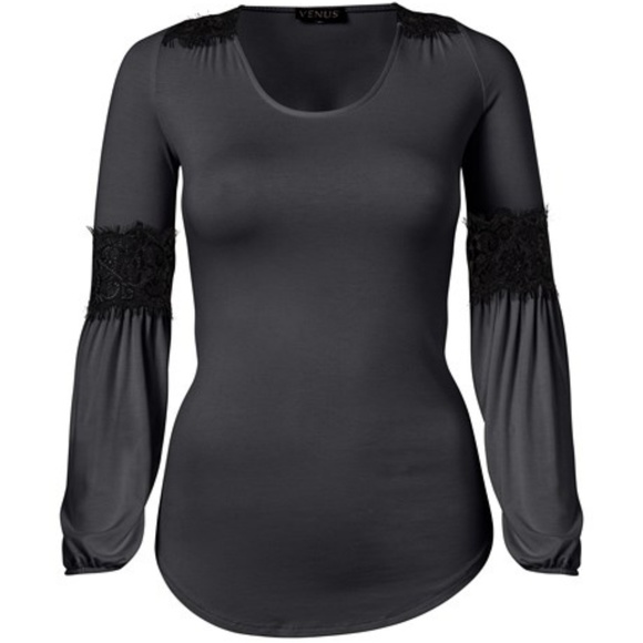 VENUS Tops - Venus Lace Detail Scoop Neck Top NEW! VENUS Tops - Venus Lace Detail Scoop Neck Top NEW!